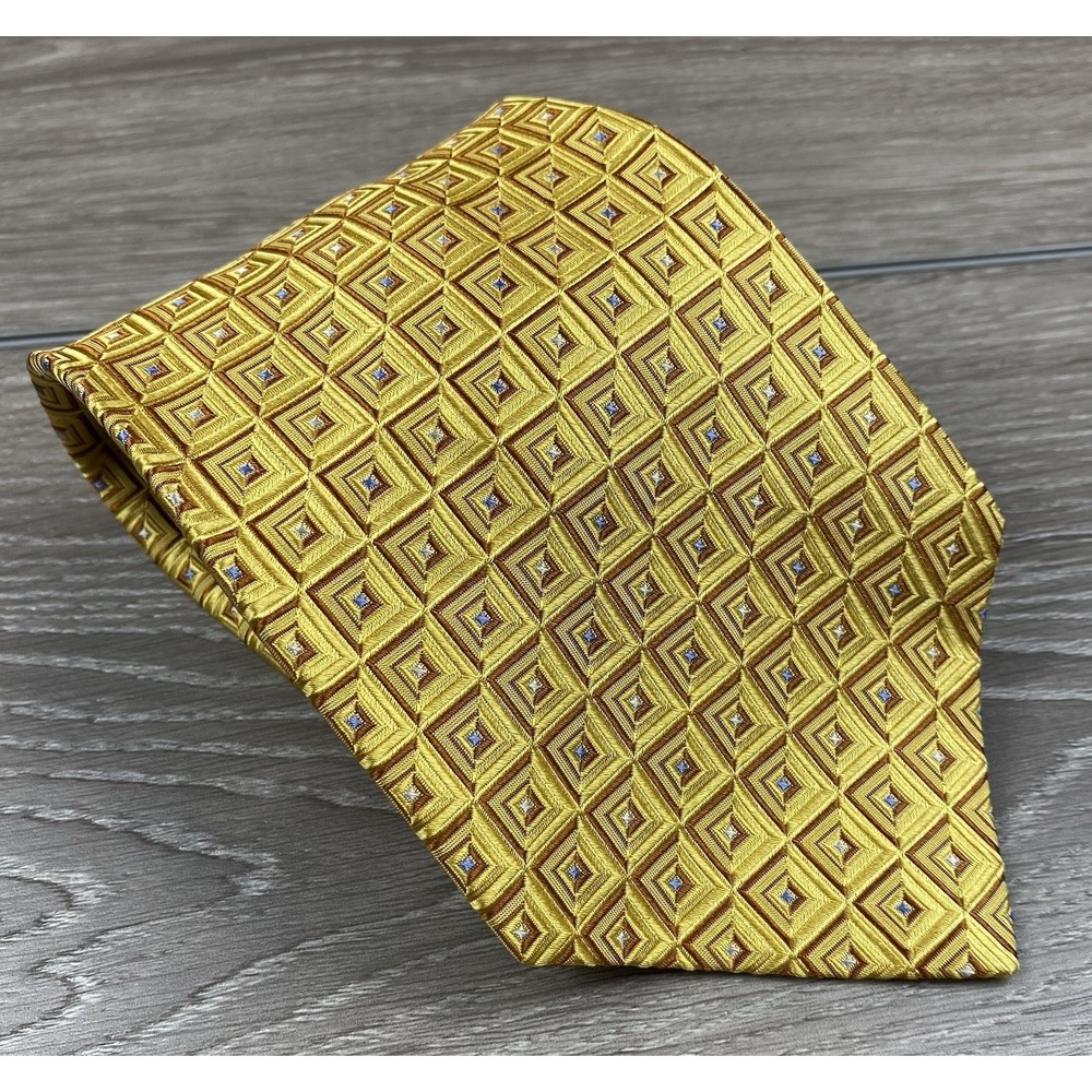 Robert Talbott Men's Best Of Class Square Pattern Necktie Gold 57"X4"